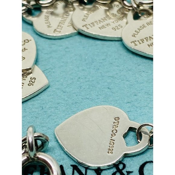 Tiffany & Co Multi Heart Bracelet 7” Sterling Silver 925 Rare RETIRED Pouch Box - Picture 10 of 11